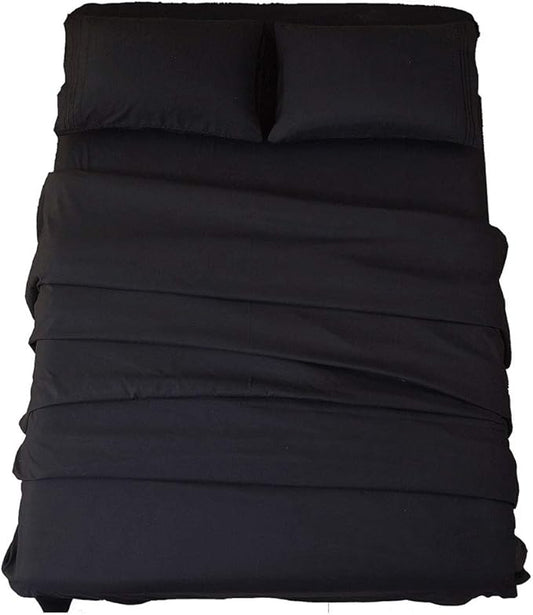 SONORO KATE Bed Sheet Set Super Soft Microfiber 1800 Thread Count Luxury Egyptian Sheets 18-Inch Deep Pocket Wrinkle and Hypoallergenic-4 Piece(California King Black)