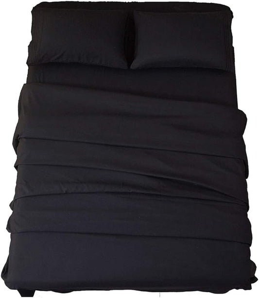 SONORO KATE Bed Sheet Set Super Soft Microfiber 1800 Thread Count Luxury Egyptian Sheets 18-Inch Deep Pocket Wrinkle and Hypoallergenic-4 Piece(Full Black)