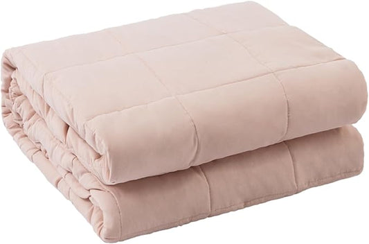 ZonLi Weighted Blanket (48"x72", 15lbs,Light Pink) for Adults, High Breathability Heavy Blanket, Soft Material with Premium Glass Beads