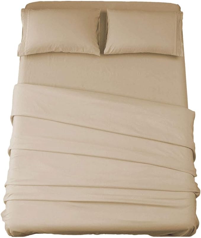 SONORO KATE Bed Sheet Set Super Soft Microfiber 1800 Thread Count Luxury Egyptian Sheets 16-Inch Deep Pocket，Wrinkle and Hypoallergenic-4 Piece (Taupe, California King)