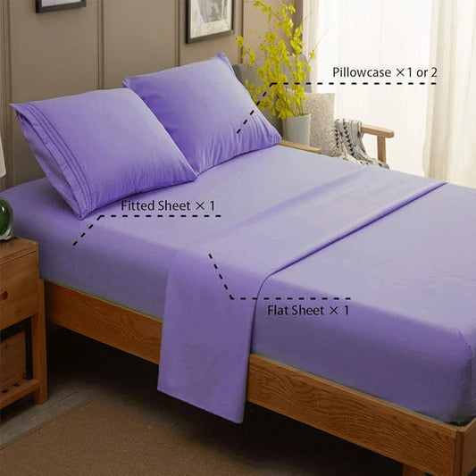 SONORO KATE Bed Sheet Set Super Soft Microfiber 1800 Thread Count Luxury Egyptian Sheets 16-Inch Deep Pocket，Wrinkle and Hypoallergenic-4 Piece (Lavender, California King)