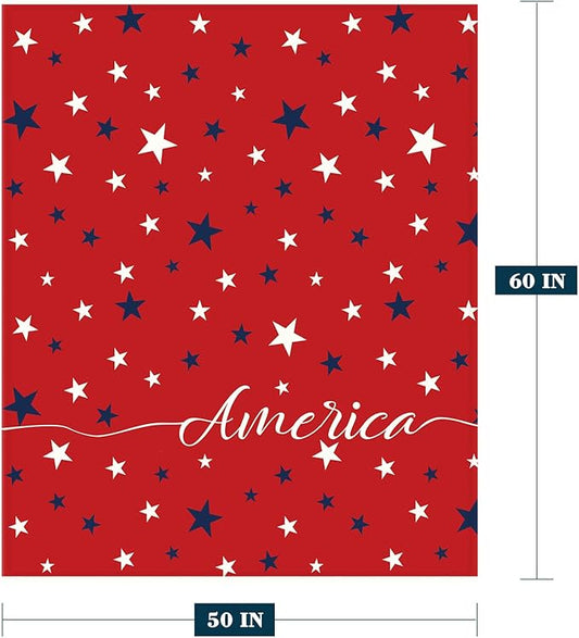 Neatee Living Patriotic Throw Blanket 4th of July Memorial Day Fourth of July American Freedom Veteran Day Blanket Couch Bed Red White Blue Stars Soft Fleece Blanket Home Decorations 50x60