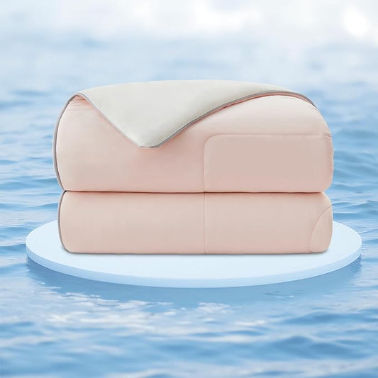 EMME Cooling Comforter King Size, Double-Sided Cooling Blanket for Hot Sleepers, Q-Max>0.45 Breathable Summer Quilt for Night Sweater, Cold Touch Lightweight Duvet Insert (Pink,106 x 90)