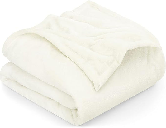 Utopia Bedding Fleece Blanket Full Size Ivory 300GSM Luxury Fuzzy Soft Anti-Static Microfiber Bed Blanket (90x84 Inch)