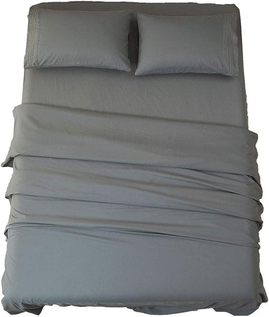 SONORO KATE Bed Sheet Set Super Soft Microfiber 1800 Thread Count Luxury Egyptian Sheets 18-Inch Deep Pocket Wrinkle and Hypoallergenic-4 Piece(King Dark Grey)