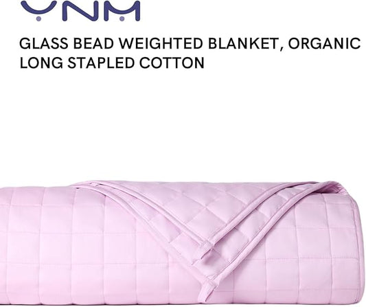YnM Exclusive Weighted Blanket, Soothing Cotton, Smallest Compartments, Bed Blanket for One Person of 140lbs, Ideal for Queen/King Bed (60x80 Inches, 15 Pounds, Lavender)