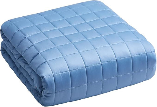 ZZZhen Weighted Blanket - High Breathability Calm Sleeping for Adult and Kids (Satin Blue, 60''80'' - 15LB)