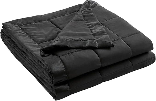 Madison Park Ultra-Soft Microfiber Blanket, Box Quilting with Satin Binding, All Season & Lightweight Summer Blanket for Bed, Couch & Sofa, Full/Queen, Black