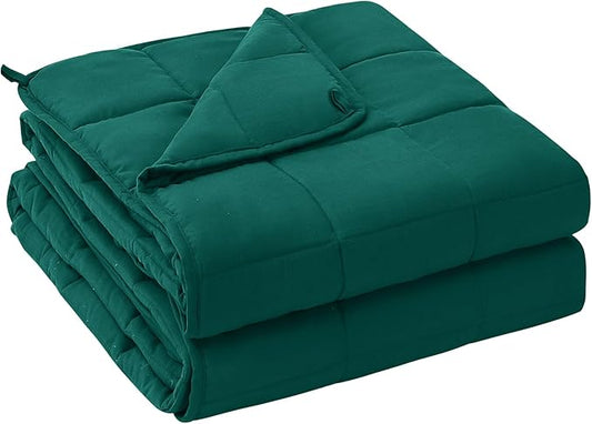 yescool Weighted Blanket for Adults (12 lbs, 60" x 80", Dark Green) Cooling Heavy Blanket for Sleeping Perfect for 110-130 lbs, Queen Size Breathable Blanket with Premium Glass Bead, Machine Washable