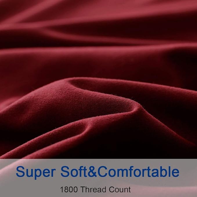 SONORO KATE Bed Sheet Set Super Soft Microfiber 1800 Thread Count Luxury Egyptian Sheets 16-Inch Deep Pocket，Wrinkle and Hypoallergenic-4 Piece (Burgundy, Full)