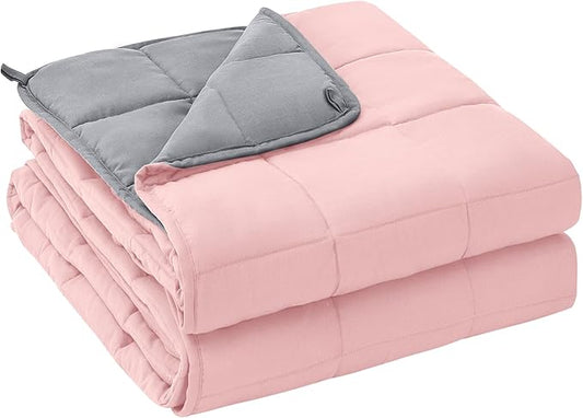 yescool Weighted Blanket for Adults (20 lbs, 88” x 104”, Pink Grey) Cooling Heavy Blanket for Sleeping Perfect for 190-210 lbs, Queen Size Breathable Blanket with Premium Glass Bead, Machine Washable