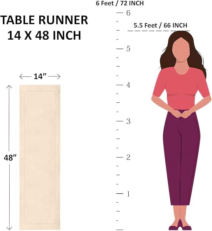 Solino Home Linen Hemstitch Table Runner 48 Inches - Cotton Linen Short Table Runner 14 x 48 Inch Ideal for Dresser and Coffee Tables - Summer, Fall, Autumn, Halloween