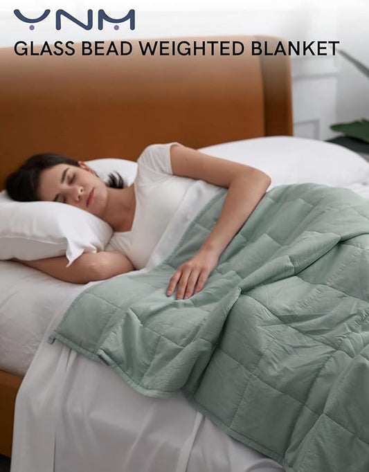 YnM Weighted Blanket,Heavy 100 Percent Oeko-Tex Certified Cotton Material, Bed Blanket for One Person of 240lbs, Ideal for Queen/King Bed (60x80 Inches, 25 Pounds, Sprout Green)