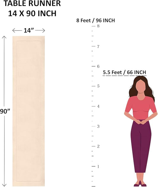 Solino Home Table Runner 90 Inches Long - Cotton Linen Hemstitch Poppy Red Table Runner 14 x 90 Inch for Summer, Halloween