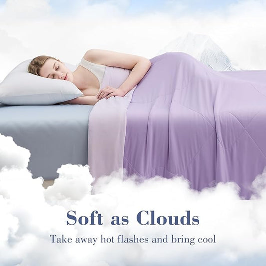 EMME Cooling Comforter King Size, Double-Sided Cooling Blanket for Hot Sleepers, Q-Max>0.45 Breathable Summer Quilt for Night Sweater, Cold Touch Lightweight Duvet Insert (Purple,106 x 90)