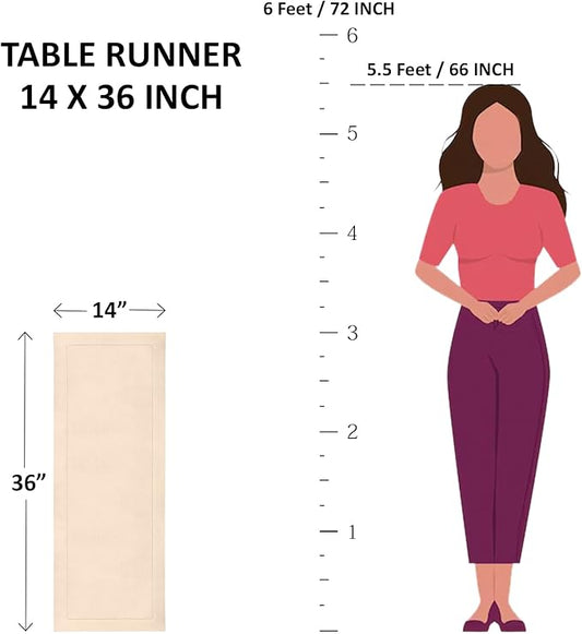 Solino Home Linen Hemstitch Table Runner 36 Inches - Cotton Linen Small Table Runner 14 x 36 Inch Ideal for Dresser and Coffee Tables - Summer, Fall, Autumn, Halloween
