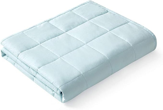 YnM Weighted Blanket — Heavy 100% Oeko-Tex Certified Cotton Material with Premium Glass Beads (Light Blue, 36''x48'' 5lbs), Suit for One Person(~40lb) Use on Twin Bed