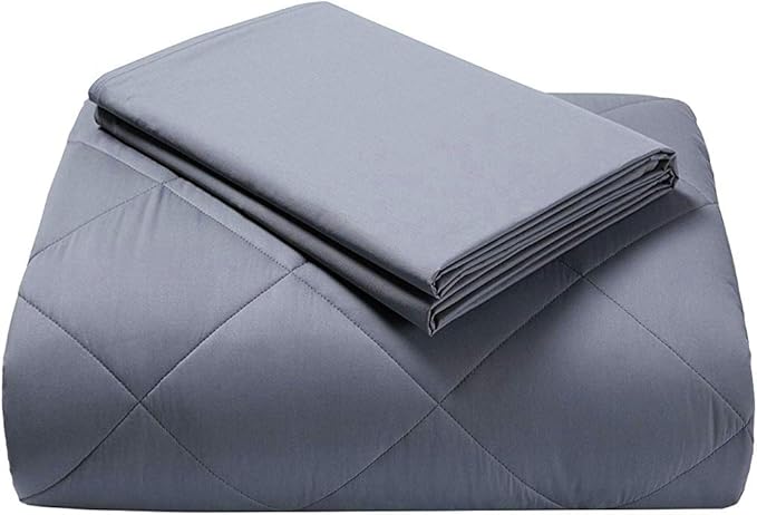 ZZZhen Weighted - 40S Cotton Comforter and 48''72'' 15LB - Premium Heavy Blankets - Calm Sleeping for Adult and Kids, Durable Quilts and Quality Construction