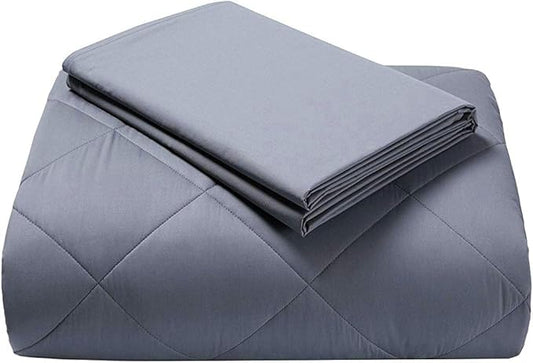 ZZZhen Weighted - 40S Cotton Comforter and 48''72'' 15LB - Premium Heavy Blankets - Calm Sleeping for Adult and Kids, Durable Quilts and Quality Construction