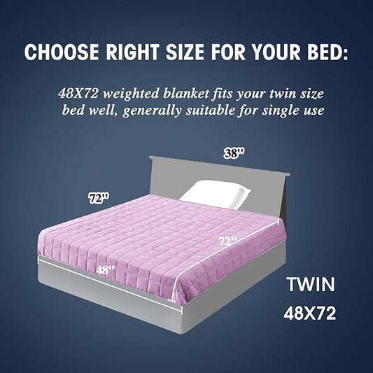yescool Weighted Blanket for Adults (15 lbs, 48" x 72", Purple) Cooling Heavy Blanket for Sleeping Perfect for 140-160 lbs, Twin Size Breathable Blanket with Premium Glass Bead, Machine Washable