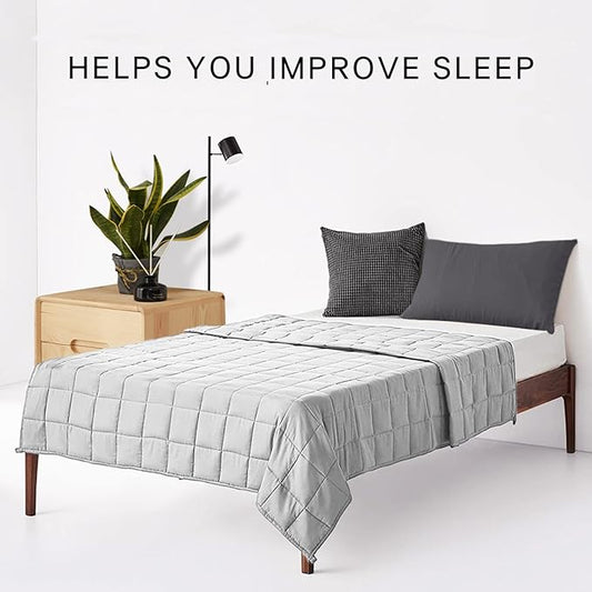 ZonLi Weighted Blanket (60"x80", 20lbs, Queen Size Light Grey), Weighted Blankets for Adults, High Breathability Heavy Blanket, Soft Material with Premium Glass Beads, Calm Sleeping for Adults