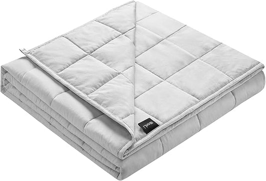 ZonLi Weighted Blanket (60"x80", 20lbs, Queen Size Light Grey), Weighted Blankets for Adults, High Breathability Heavy Blanket, Soft Material with Premium Glass Beads, Calm Sleeping for Adults