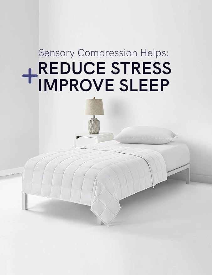 YnM Weighted Blanket,Heavy 100% Oeko-Tex Certified Cotton Material with Premium Glass Beads (White, 41''x60'' 10lbs), Suit for One Person(~90lb) Use on Twin Bed