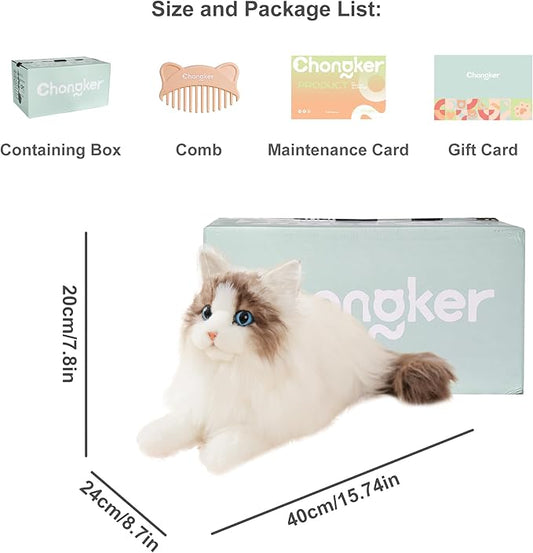 Chongker Stuffed Animals Handmade Realistic Cat Plush Toy Companion Pet for Elderly Adults Women Kids Cat Lover Surprise Gifts for Anniversary Birthday,Ragdoll Cat