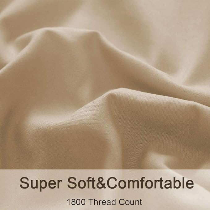 SONORO KATE Bed Sheet Set Super Soft Microfiber 1800 Thread Count Luxury Egyptian Sheets 16-Inch Deep Pocket，Wrinkle and Hypoallergenic-4 Piece (Taupe, California King)