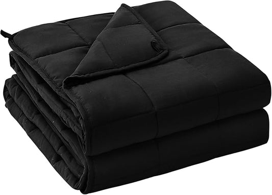 yescool Weighted Blanket for Adults (20 lbs, 88” x 104”, Black) Cooling Heavy Blanket for Sleeping Perfect for 190-210 lbs, Queen Size Breathable Blanket with Premium Glass Bead, Machine Washable