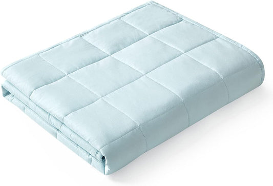 YnM Weighted Blanket,Heavy 100 Percent Oeko-Tex Certified Cotton Material, Bed Blanket for One Person of 210lbs, Ideal for Queen/King Bed (60x80 Inches, 22 Pounds, Light Blue)