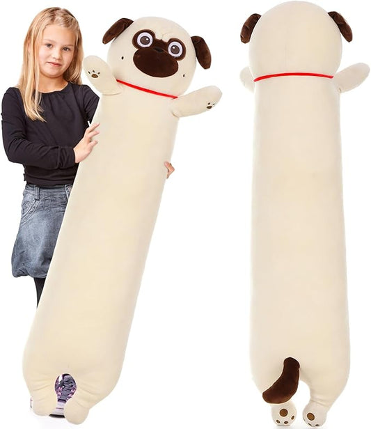 MaoGoLan Pug Stuffed Animal for Pug Lovers, 43 inch Giant Dog Plush Super Soft Body Pillow for Kids Adults Teens Girls Boys Christmas Valentine's Day Birthday