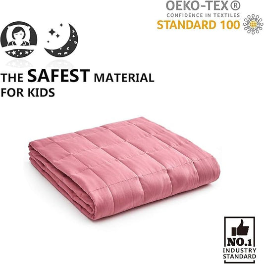 YnM Weighted Blanket,Heavy 100% Oeko-Tex Certified Cotton Material with Premium Glass Beads (White, 41''x60'' 10lbs), Suit for One Person(~90lb) Use on Twin Bed