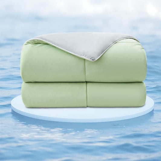 EMME Cooling Comforter Queen Size, Double-Sided Cooling Blanket for Hot Sleepers, Q-Max>0.45 Breathable Summer Quilt for Night Sweater, Cold Touch Lightweight Duvet Insert (Green,90 x 90)