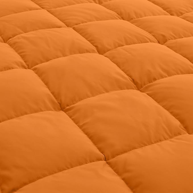 Soft Lightweight Down Blanket for Bed Sofa Couch Indoor and Outdoor Use, Warm and Fluffy Throw Blanket, Orange, Queen Size (90"X88")
