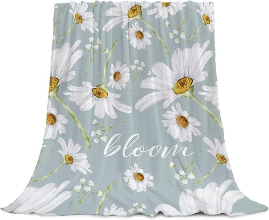 Neatee Living Daisy Decorative Throw Blanket Twin Size Spring Summer Floral Blanket for Couch Sofa Bed Soft Cozy Fleece Blankets Flower Home Decoration Blanket 60x80
