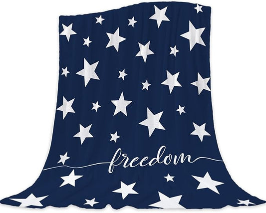 Neatee Living Patriotic Throw Blanket King Size 4th of July Memorial Day Fourth of July American Freedom Veteran Blanket Bed Red White Blue Stars Soft Fleece Blanket Home Decorations 90x108