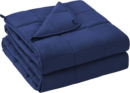 yescool Weighted Blanket for Adults (15 lbs, 60" x 80", Blue) Cooling Heavy Blanket for Sleeping Perfect for 140-160 lbs, Queen Size Breathable Blanket with Premium Glass Bead, Machine Washable