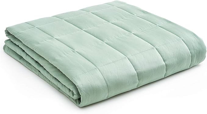 YnM Weighted Blanket,Heavy 100 Percent Oeko-Tex Certified Cotton Material, Bed Blanket for One Person of 140lbs, Ideal for Queen/King Bed (60x80 Inches, 15 Pounds, Sprout Green)