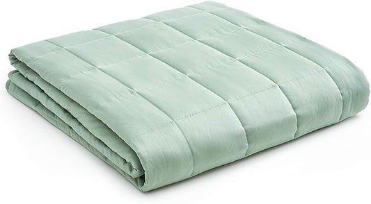YnM Weighted Blanket,Heavy 100 Percent Oeko-Tex Certified Cotton Material, Bed Blanket for One Person of 140lbs, Ideal for Queen/King Bed (60x80 Inches, 15 Pounds, Sprout Green)