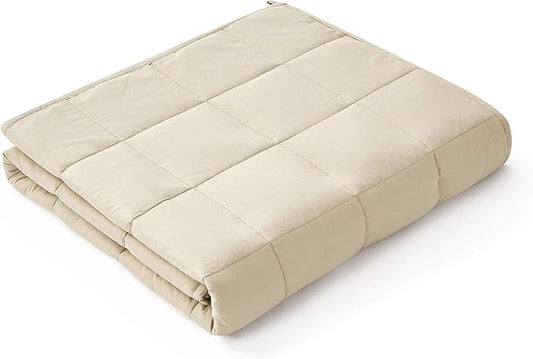 YnM Weighted Blanket — Heavy 100% Oeko-Tex Certified Cotton Material with Premium Glass Beads (Khaki 48''x72'' 20lbs), Suit for One Person(~190lb) Use on Twin/Full Bed