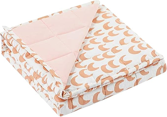 ZonLi Weighted Blanket (60"x80", 17lbs, Pink Moon) for Adults, High Breathability Cotton Heavy Blanket, Soft Material with Premium Glass Beads