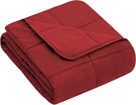 yescool Weighted Blanket (7 lbs, 41" x 60", Red) Cooling Heavy Blanket for Sleeping Perfect for 60-90 lbs, Breathable Blanket with Premium Glass Bead, Machine Washable