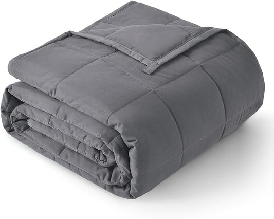Topblan Breathable Ultra Soft 15lbs Weighted Blanket - Twin/Full Size, Glass Beads, Bed/Sofa, 48 x 72 inches, Dark Grey