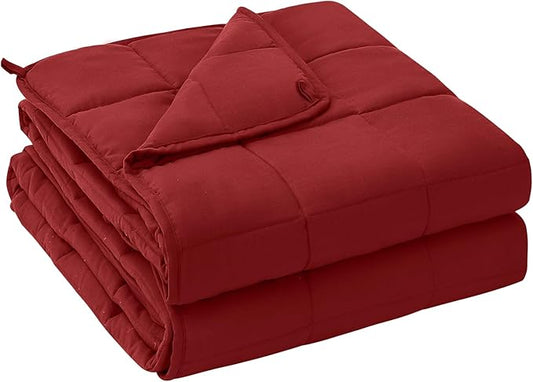 yescool King Size Weighted Blanket for Adults (25 lbs, 80” x 87”, Red) Cooling Heavy Blanket for Sleeping Perfect for 190-210 lbs, Breathable Blanket for Adults & Couple All Season, Machine Washable