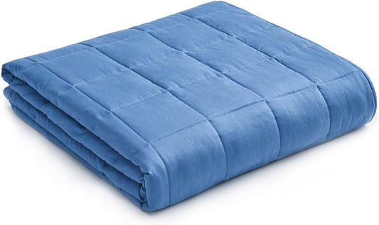 YnM Weighted Blanket,Heavy 100 Percent Oeko-Tex Certified Cotton Material, Bed Blanket for One Person of 240lbs, Ideal for Queen/King Bed (60x80 Inches, 25 Pounds, Monaco Blue)