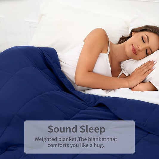 Weighted Blanket Queen Size NavyBlue 60''x80''x20lbs Weighted Blankets for Adults Heavy Blanket is Comfortable and Cozy