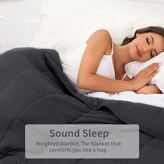 Weighted Blanket 12lbs Twin Size Dark Grey 48"x72"for Adults Heavy Blanket are Comfortable and Cozy