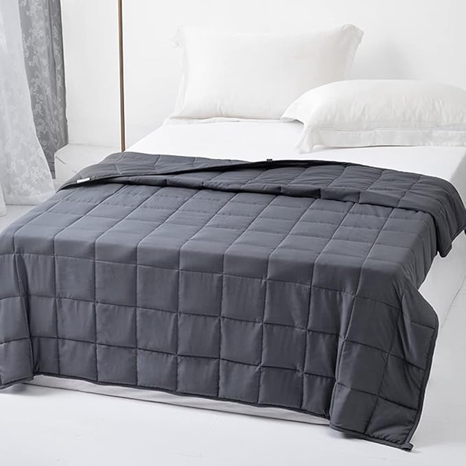 ZonLi Weighted Blanket (60"x80", 15 lbs, Grey), Queen Size Weighted Blanket for Adults, High Breathability Heavy Blanket with Glass Beads