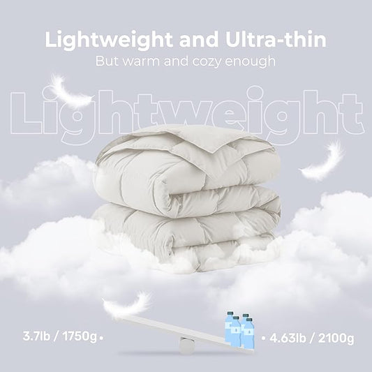 Soft Lightweight Down Blanket for Bed Sofa Couch Indoor and Outdoor Use, Warm and Fluffy Throw Blanket, White, Queen Size (90"X88")